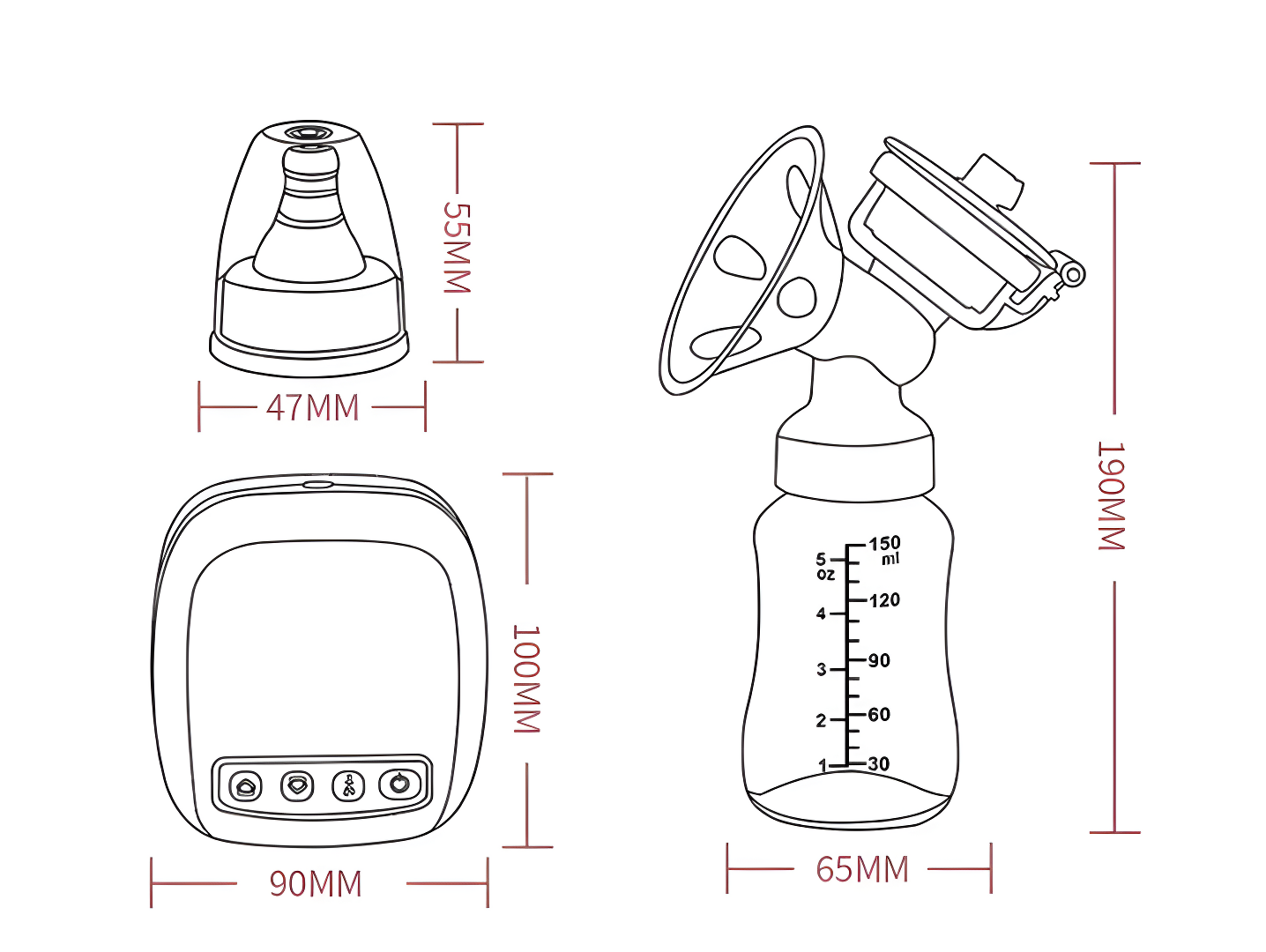 150 ML Electric New Breast Pump BPA Free
