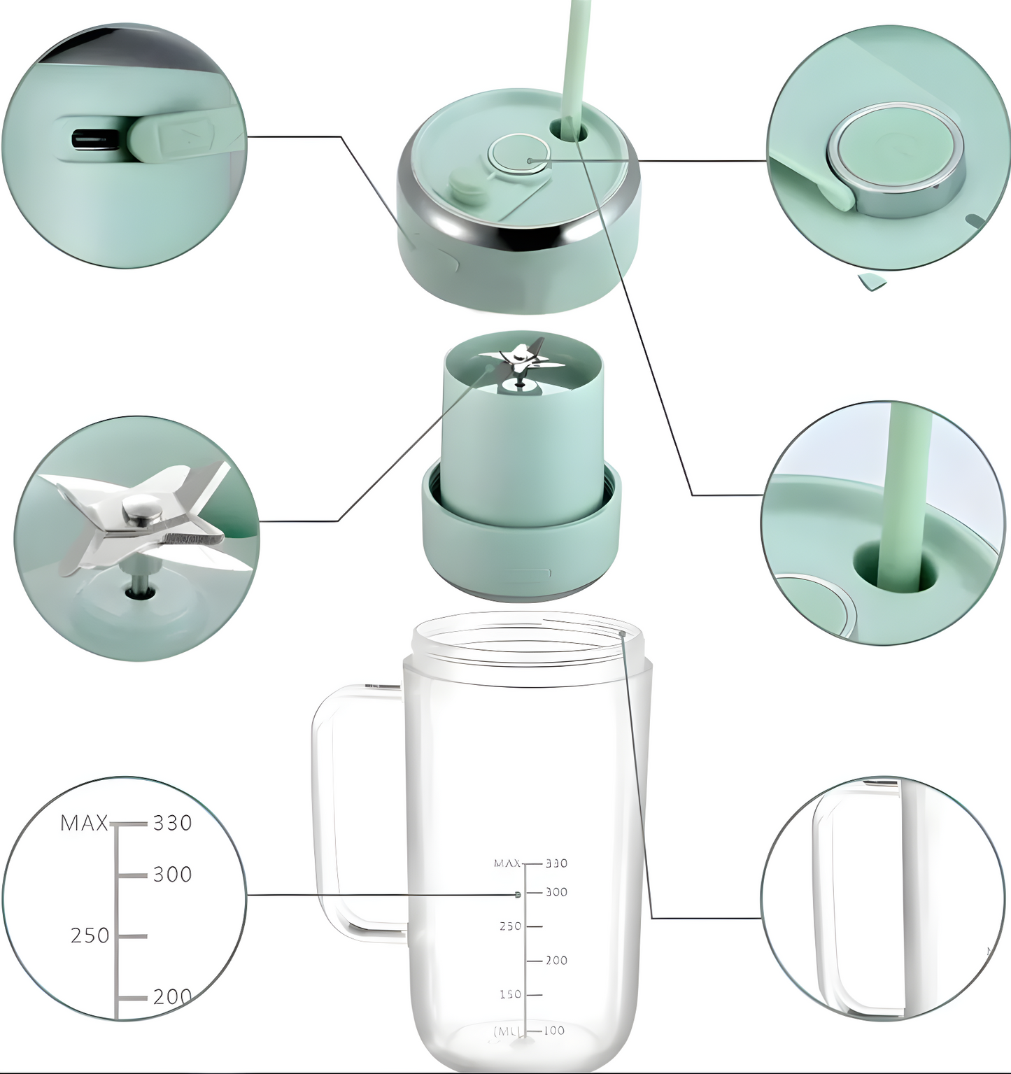 500ml Portable Juicer With Straw
