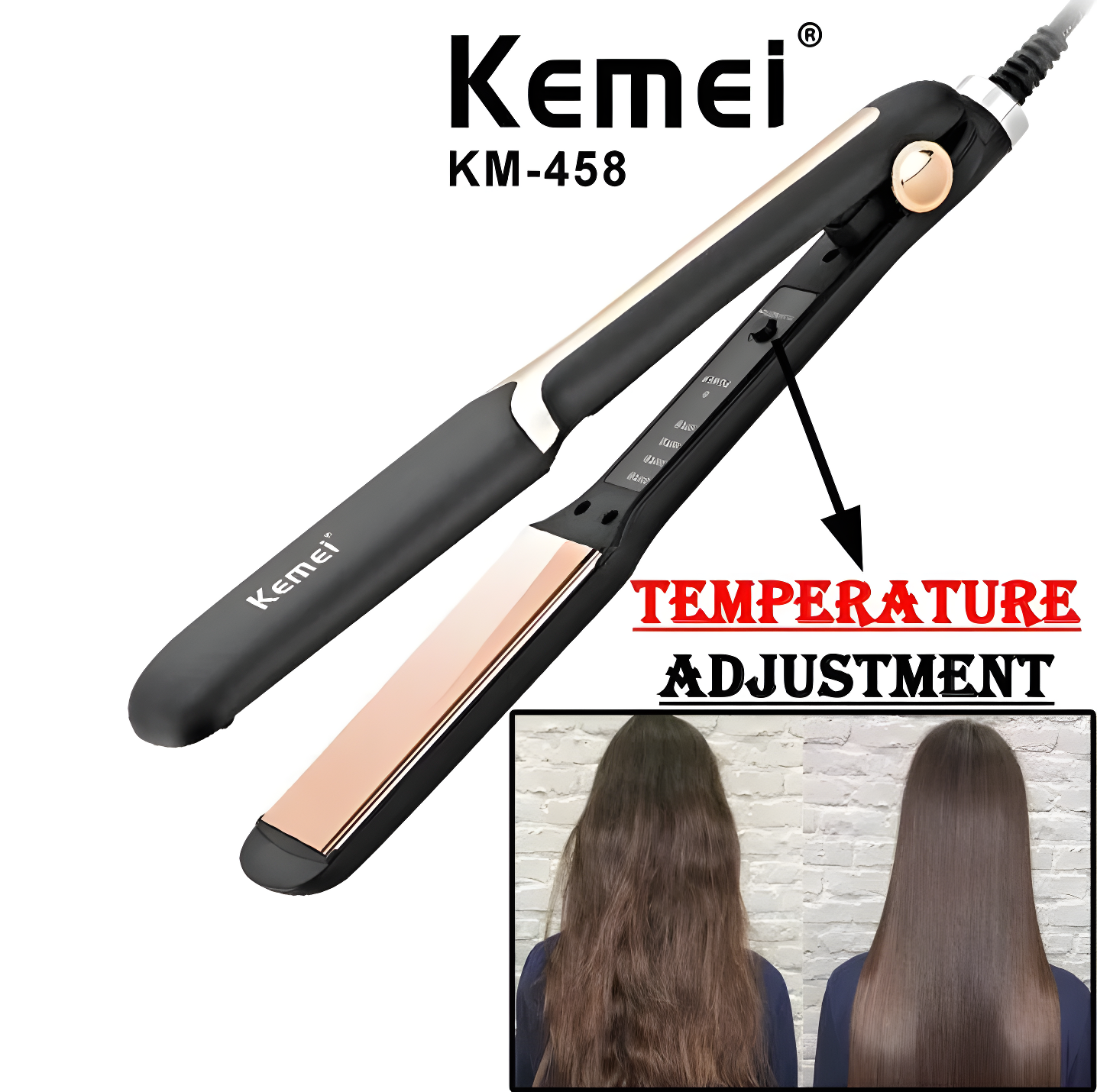 Kemei KM-458 Professional Hair Straightener and Flat Iron