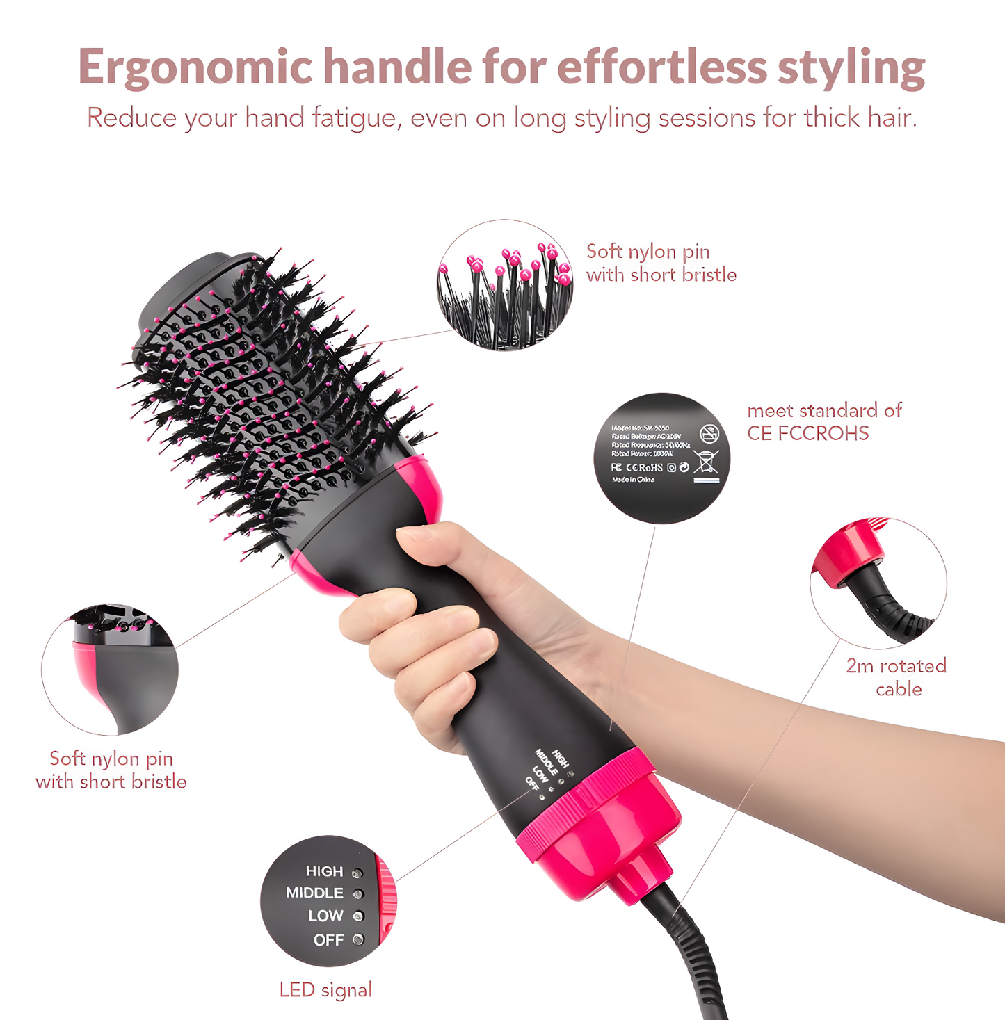 Hot Air Brush 4-in-1 Hair Dryer, Straightener, Volumizer & Styler