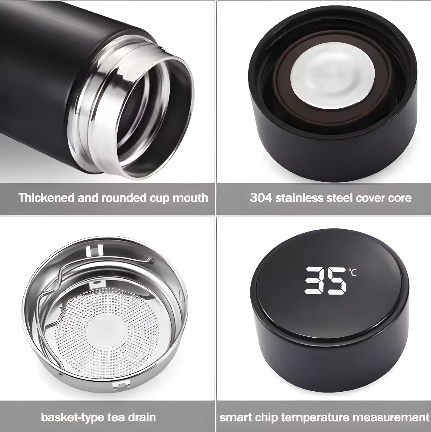 500ML Smart Thermos Water Bottle Stainless Steel