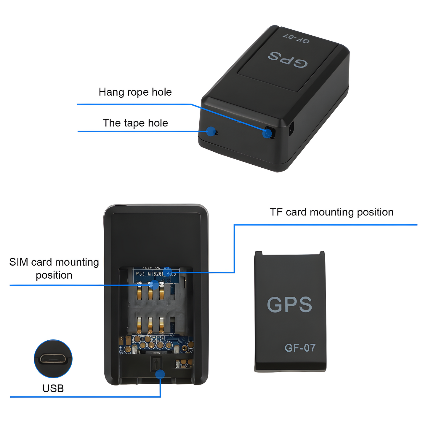 GF-07 Car GPS Tracker Mini Miniature Intelligent Locator