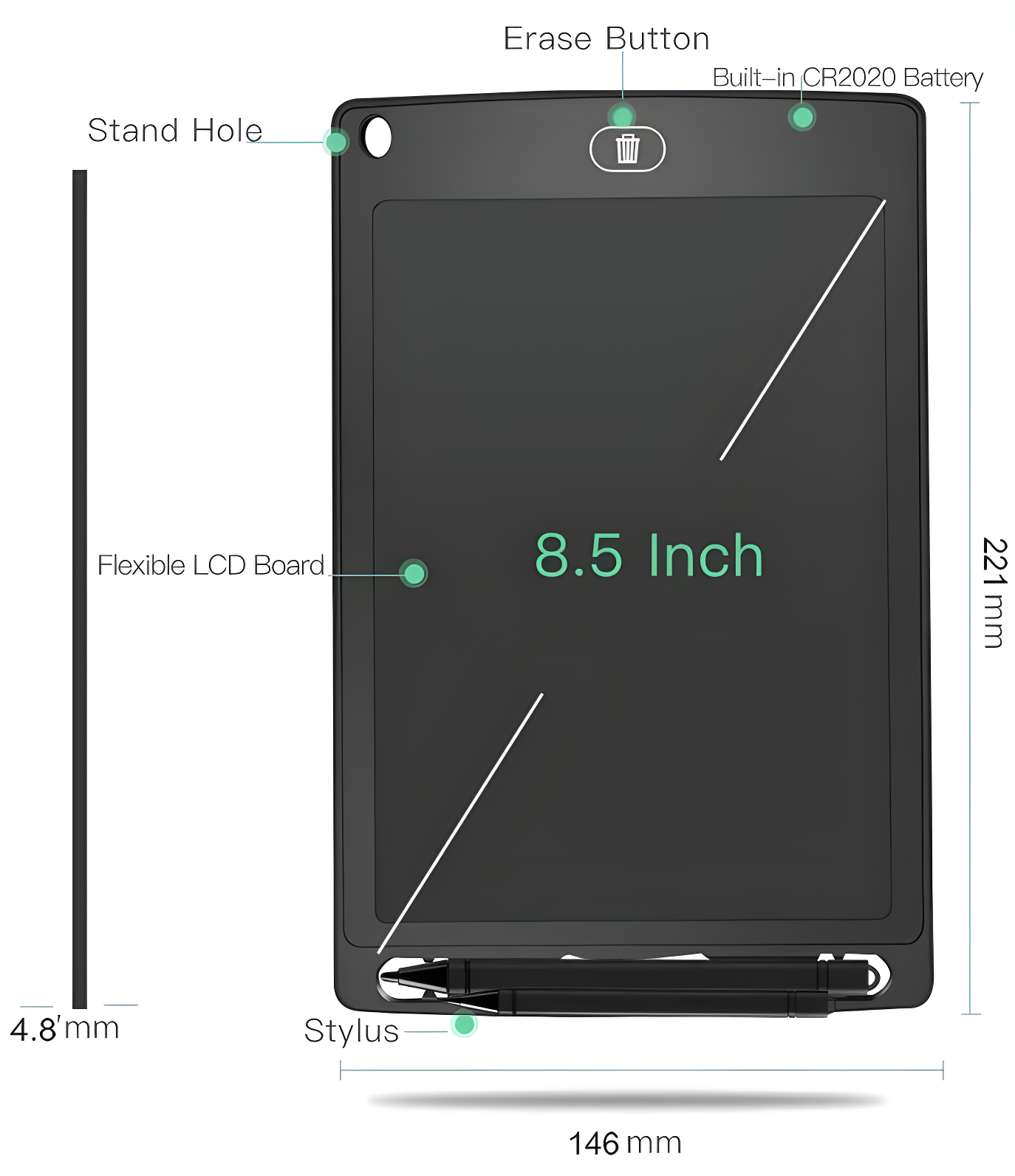 LCD Writing Tablet Single Color Drawing