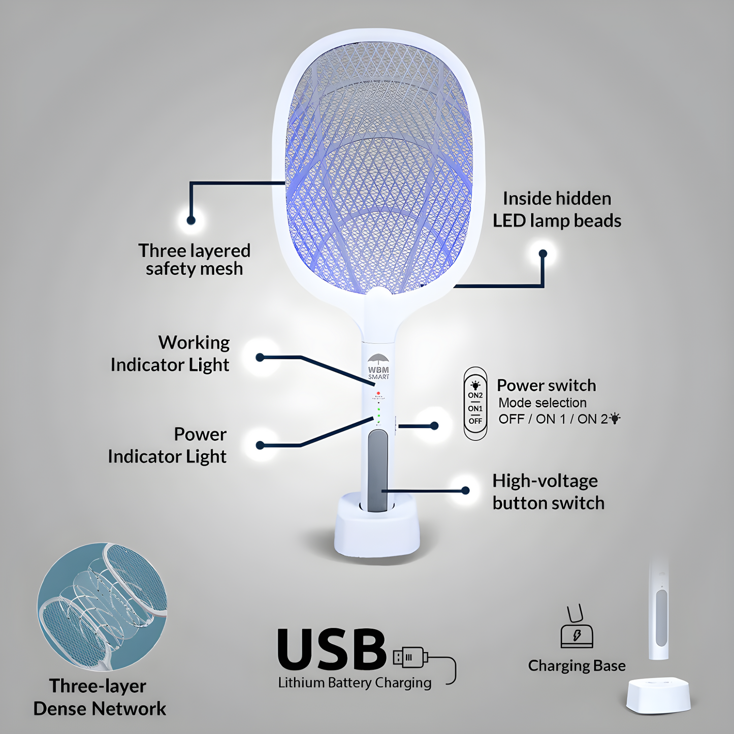 Electric Mosquito Killer Racket 2 in 1
