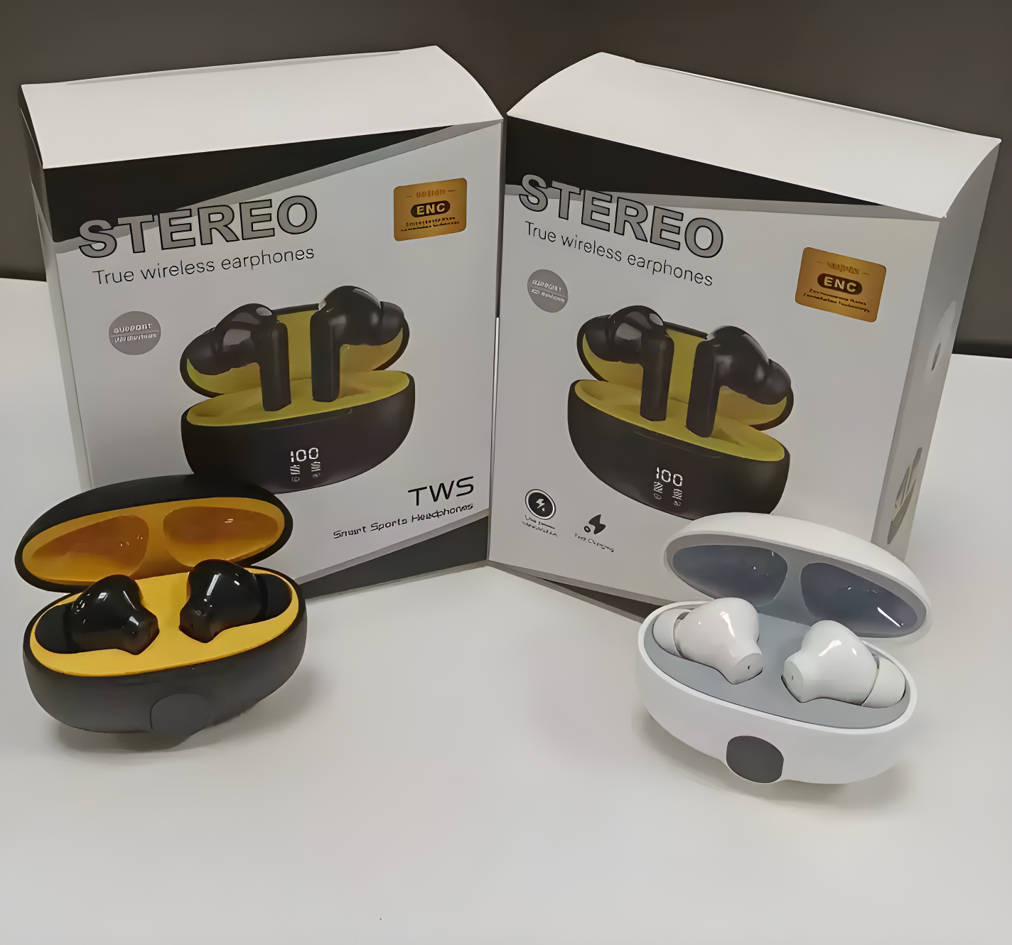 TWS Wireless Earbuds With LED Display ENC Noise Cancellation