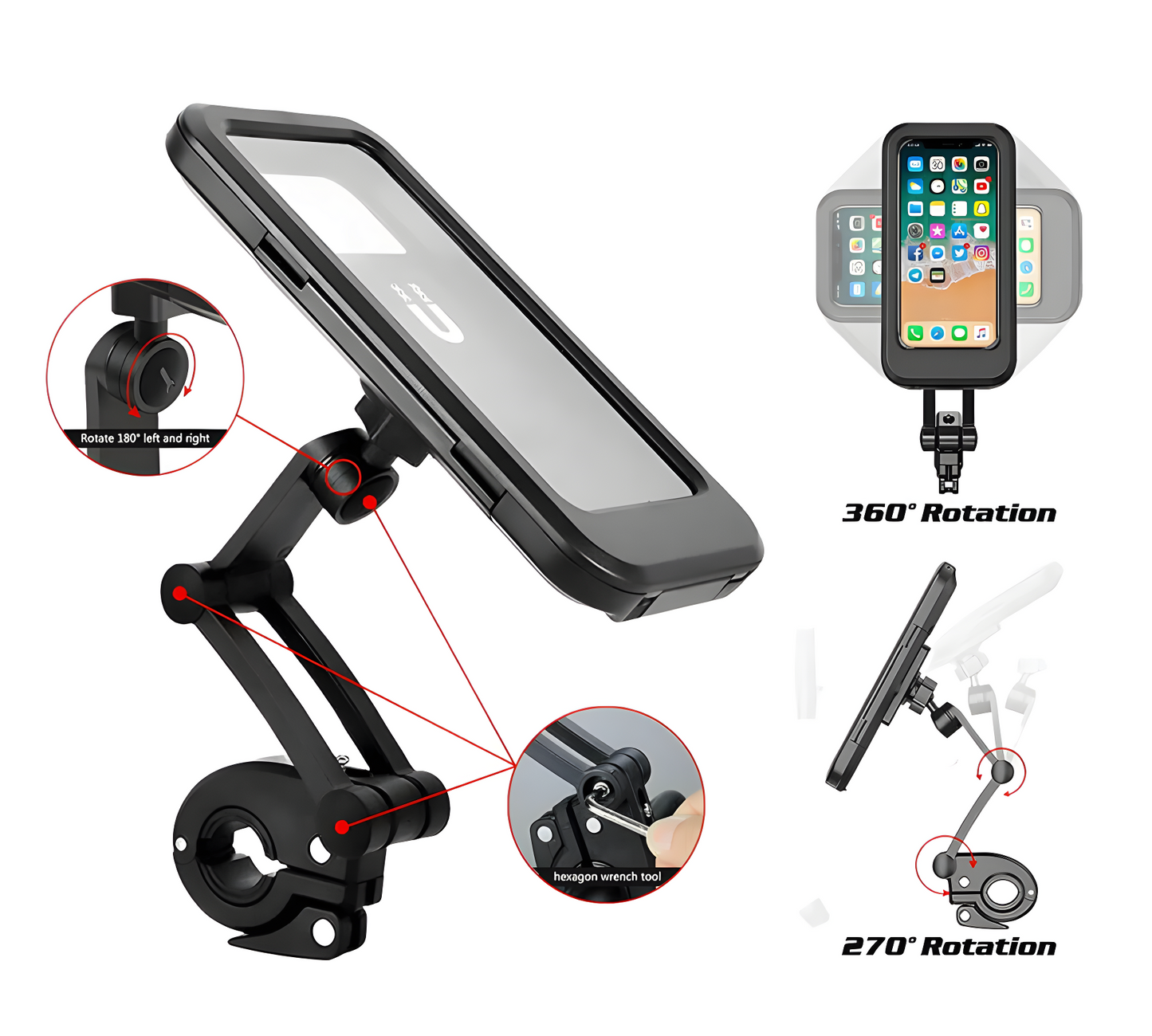 Waterproof Bike Phone Mount Cell Phone Holder