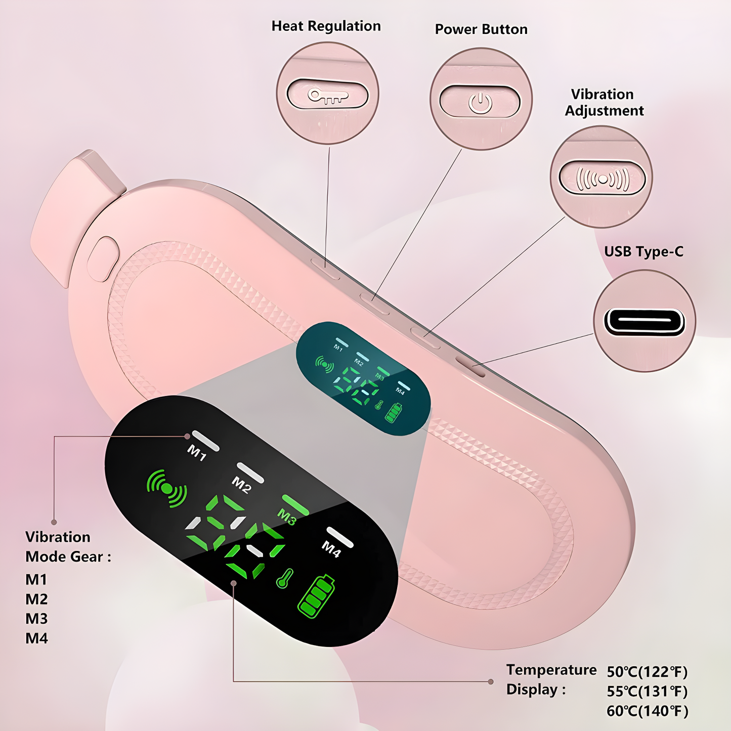 Heating And Vibrating Digital Period Pad For Period Cramps