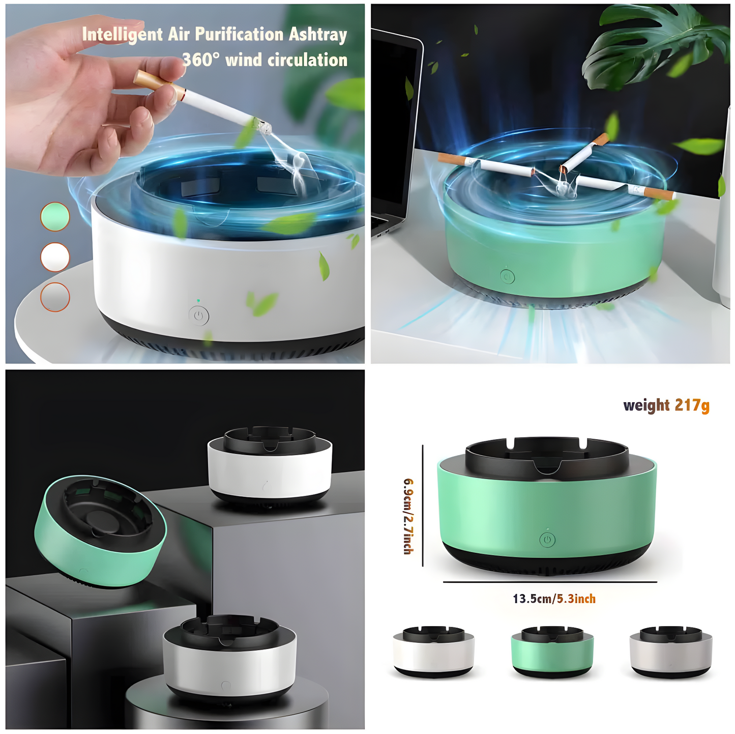 Multi-Purpose Ashtray With Air Purifier Features 2 IN 1
