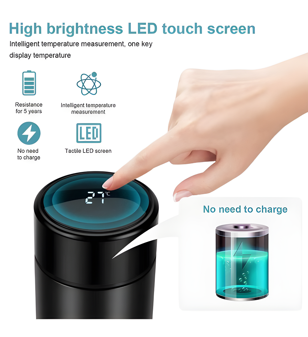 500ML Smart Thermos Water Bottle Stainless Steel