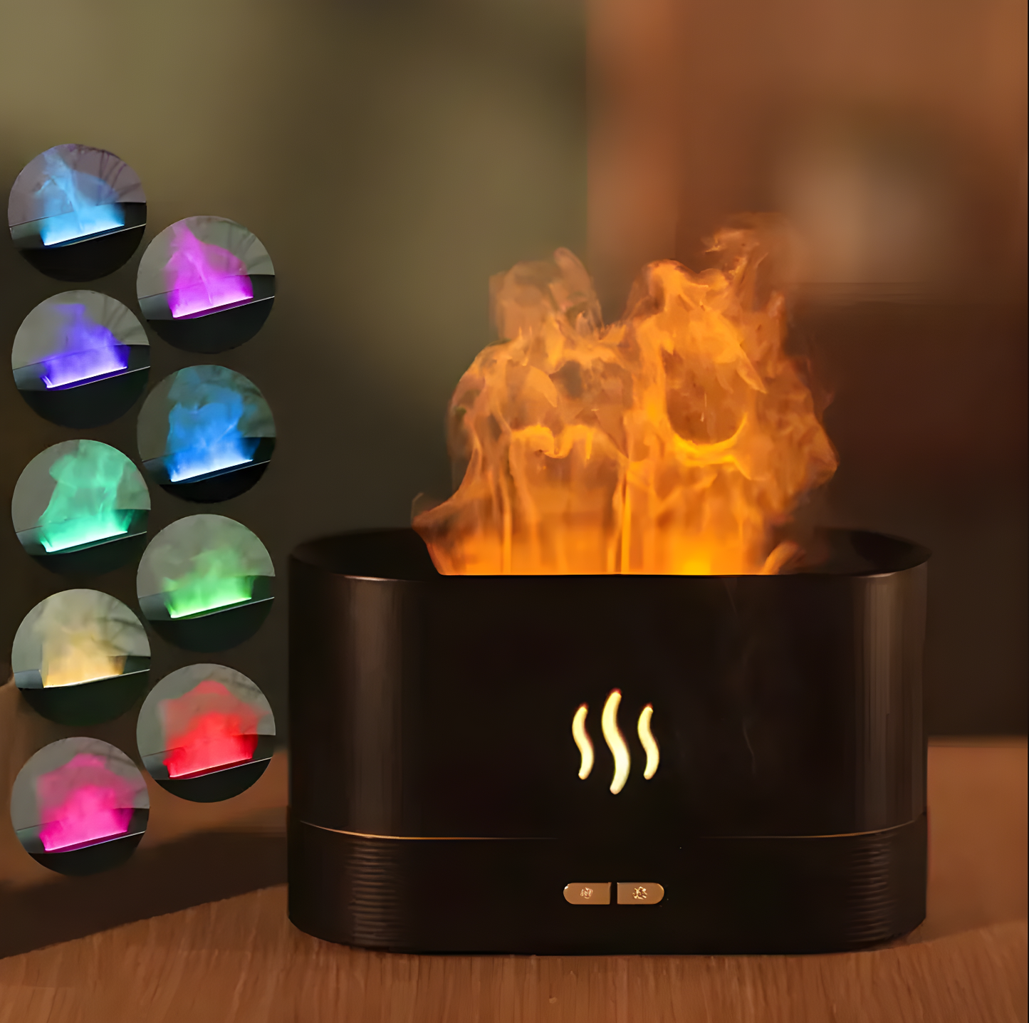 Mist Humidifier Night Light Aromatherapy Flame Diffuser