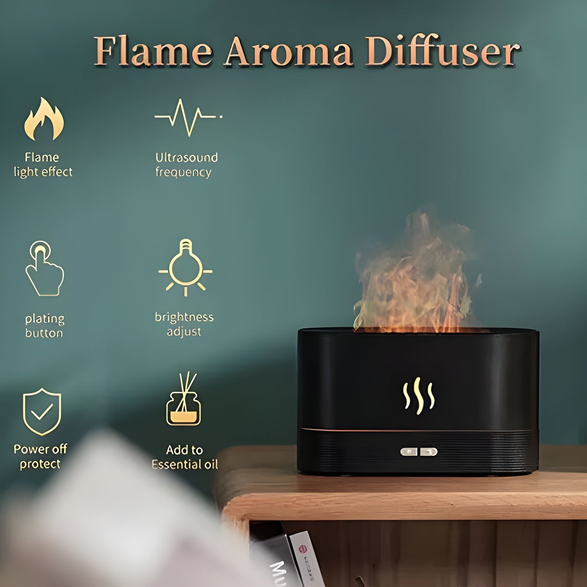 Mist Humidifier Night Light Aromatherapy Flame Diffuser