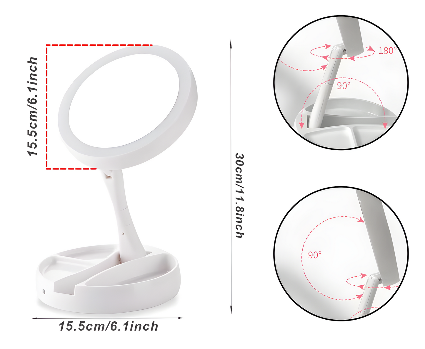 LED Magnification Makeup Mirror 10x
