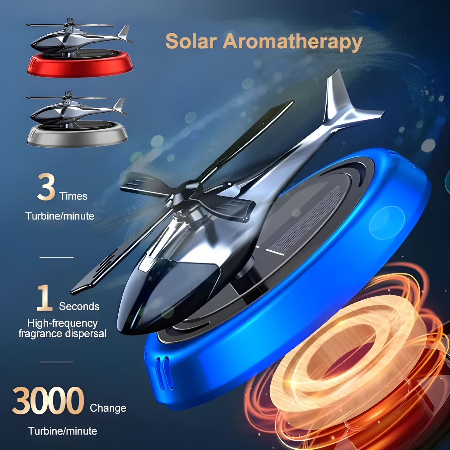 Solar Car Air Freshener Helicopter Auto Aromatherapy Sun