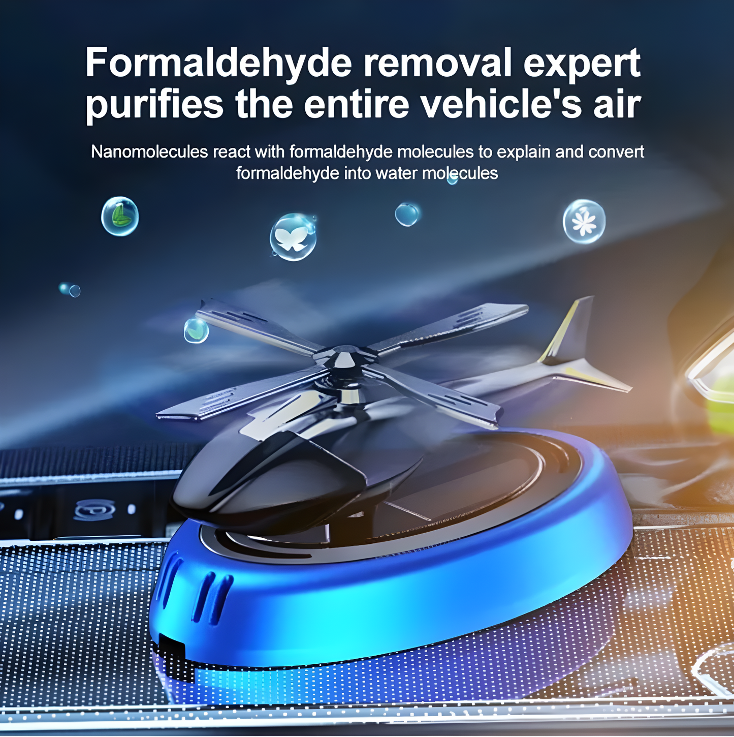Solar Car Air Freshener Helicopter Auto Aromatherapy Sun