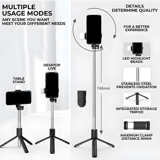 4 in 1 Wireless Selfie Stick R1S Tripod Stand